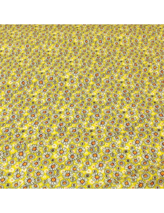 Tissu viscose marguerite jaune