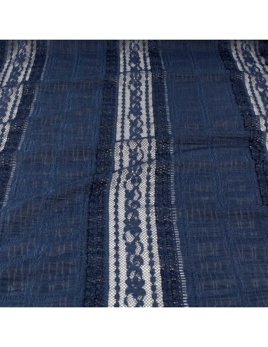 Tissu dentelle uni bleu marine