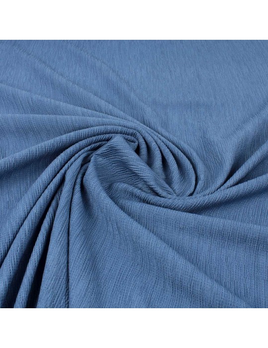 Tissu viscose uni côtélé bleu