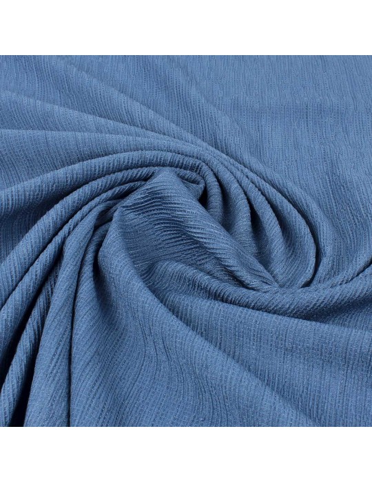 Tissu viscose uni côtélé bleu