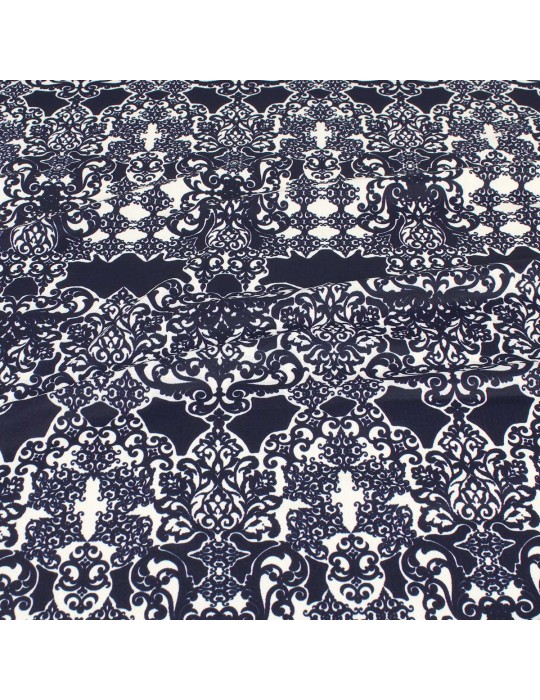 Coupon jersey imprimé arabesque bleu 200 x 150 cm