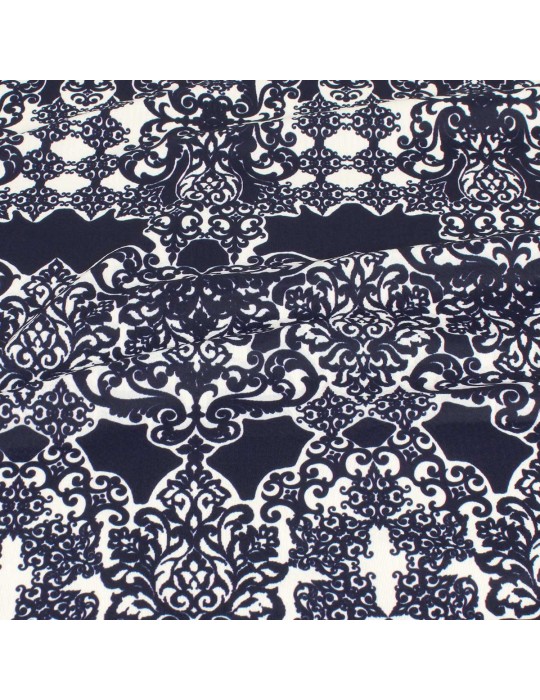 Coupon jersey imprimé arabesque bleu 200 x 150 cm