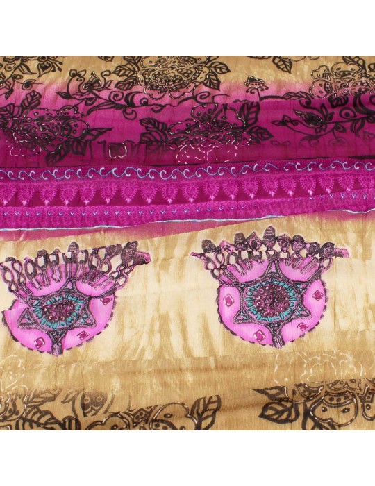 Coupon tissu maille imprimé fuchsia 300 x 135 cm