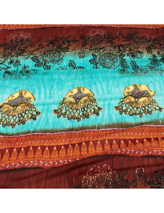 Coupon tissu maille imprimé turquoise 300 x 135 cm