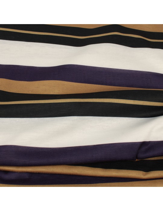 Coupon jersey rayures violet/camel 300 x 150 cm