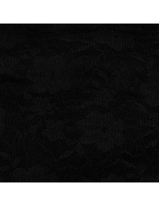 Coupon dentelle fleurs noir 300 x 150 cm