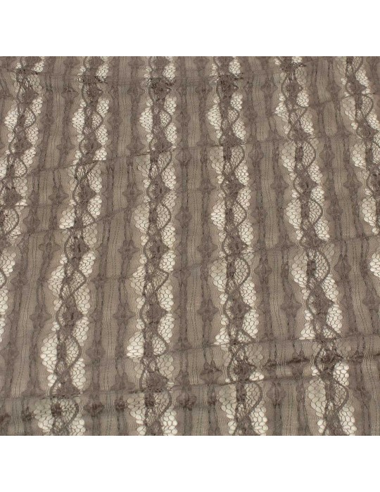 Tissu dentelle uni taupe