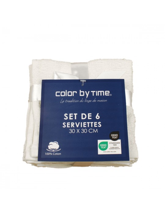 Set de 6 serviettes de toilette blanches 30 x 30 cm