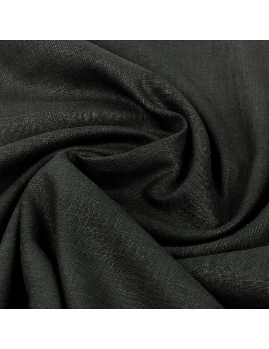 Tissu lin uni 135 cm noir