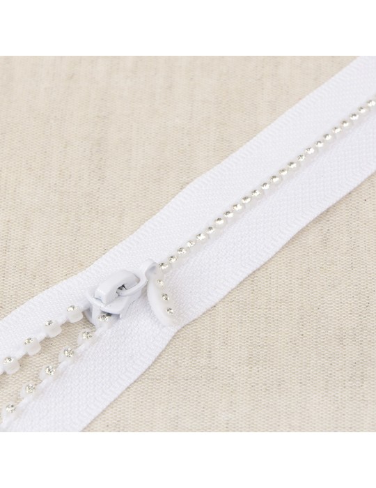 Fermeture non séparable strass 20 cm blanc