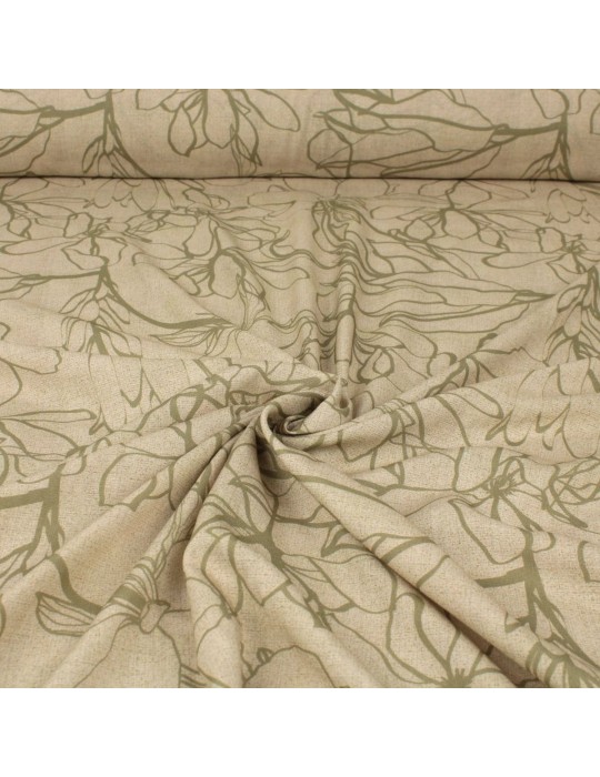 Tissu viscose imprimé fleurs beige