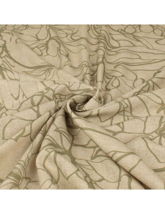 Tissu viscose imprimé fleurs beige