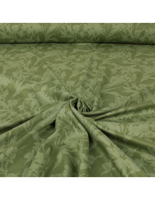 Tissu viscose imprimé floral vert