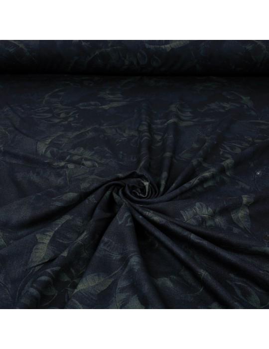 Tissu viscose imprimé floral marine