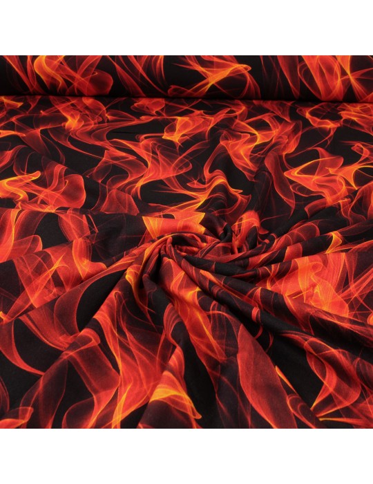 Tissu viscose imprimé flammes noir