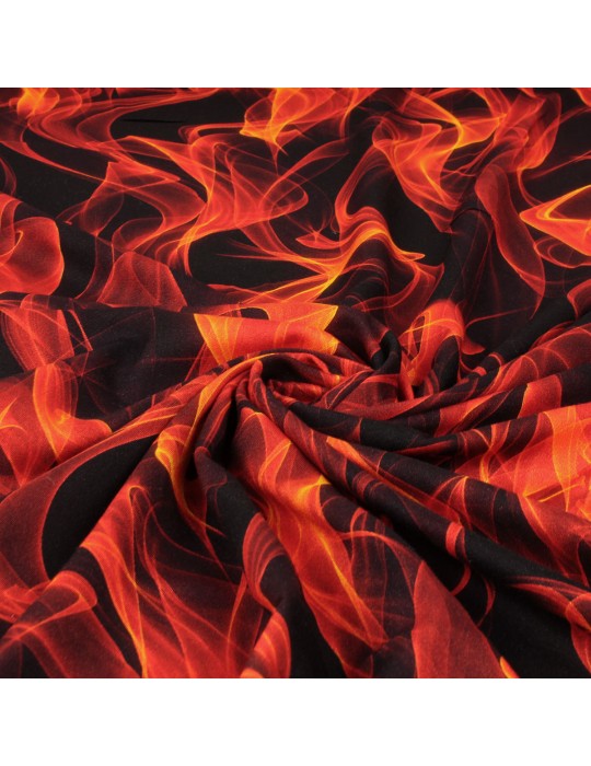 Tissu viscose imprimé flammes noir