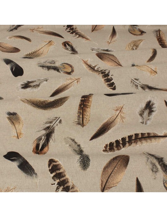 Tissu demi panama plumes beige