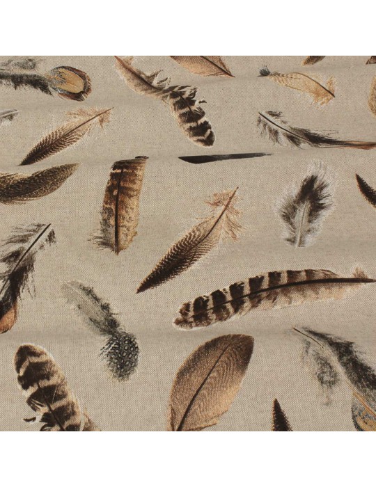 Tissu demi panama plumes beige