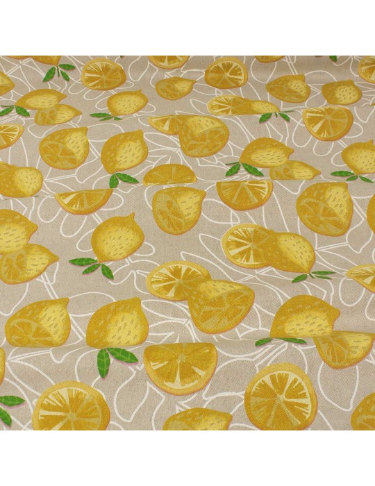 Tissu demi panama citron beige