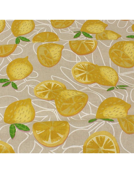 Tissu demi panama citron beige