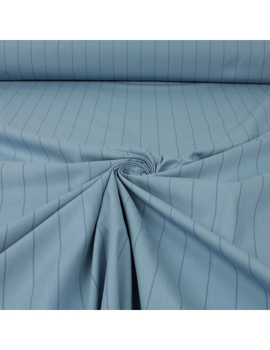 Tissu cretonne imprimé rayures bleu