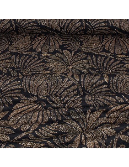 Tissu coton imprimé floral bronze marine