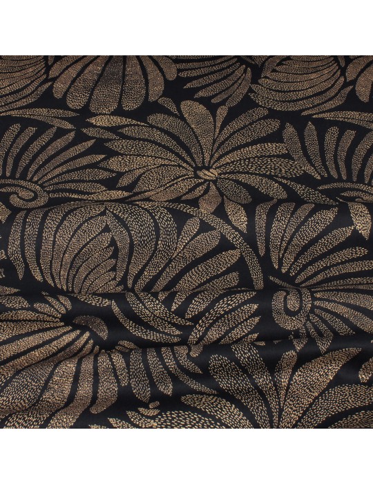 Tissu coton imprimé floral bronze marine