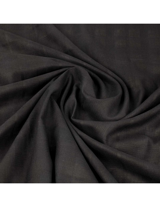 Tissu voile de coton quadrillage noir