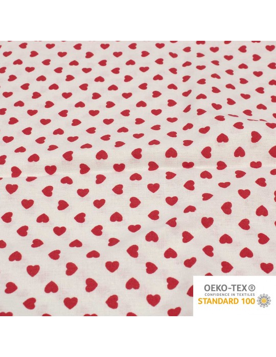 Coupon patchwork coeurs 50 x 50 cm rouge/blanc