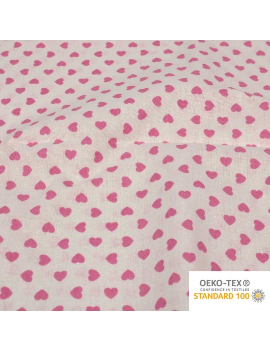 Coupon patchwork coeurs 50 x 50 cm rose/blanc