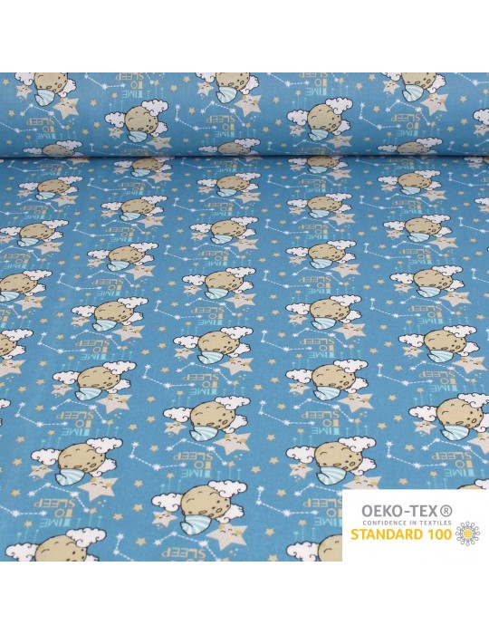 Coupon tissu cretonne 300 x 150 cm bleu