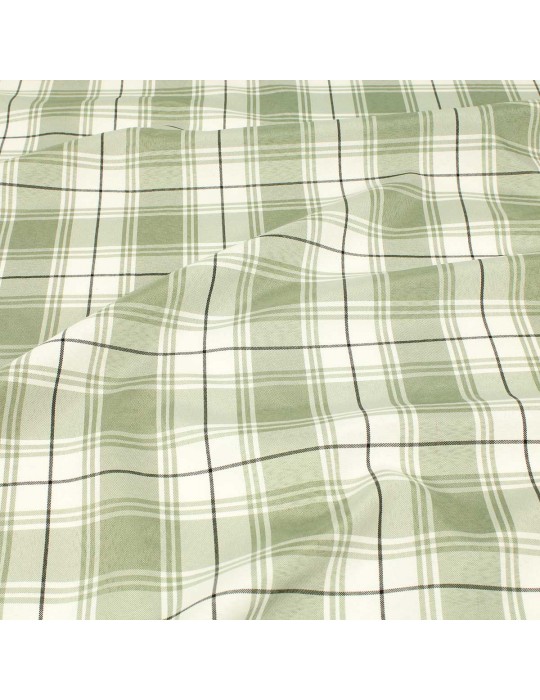 Tissu polyester carreaux vert/noir