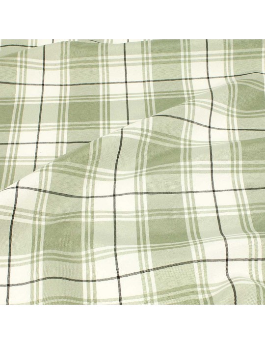 Tissu polyester carreaux vert/noir