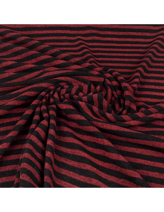 Tissu jersey rayé carmin/noir