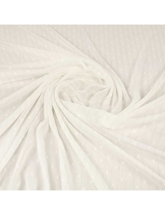 Tissu polyester plumetis blanc/argent