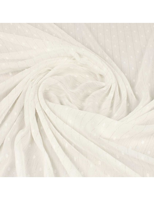 Tissu polyester plumetis blanc/argent