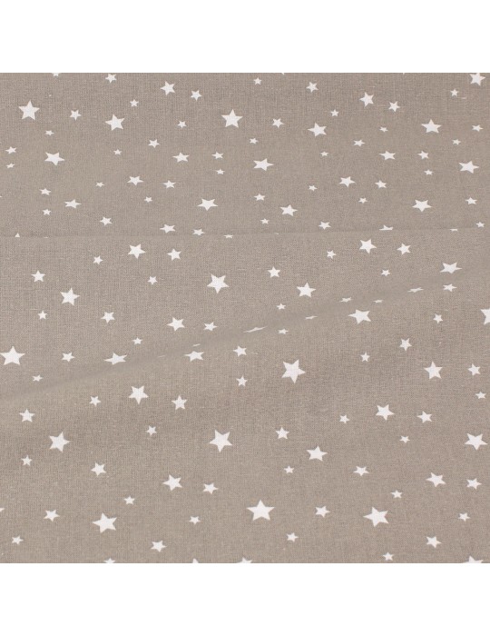 Coupon tissu cretonne étoile/beige 300 x 150 cm