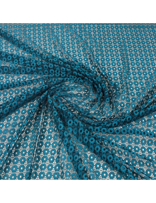 Tissu dentelle ovale bleu canard