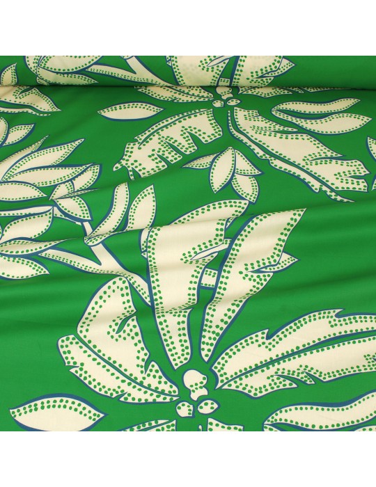 Tissu cretonne imprimé floral vert