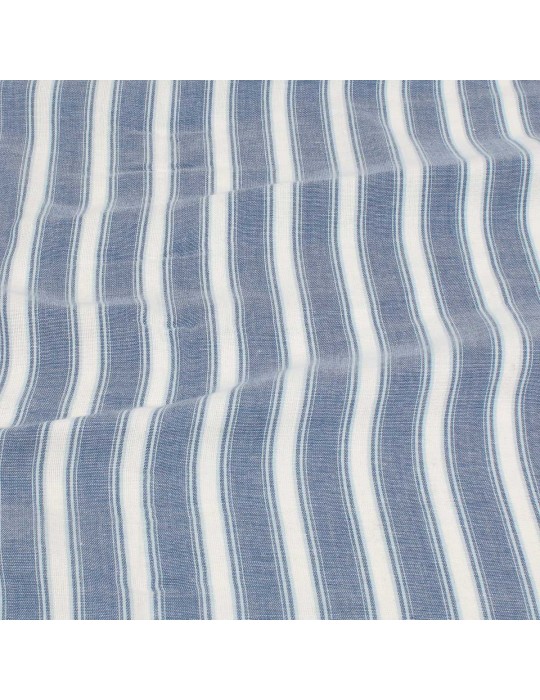 Tissu coton rayure bleu