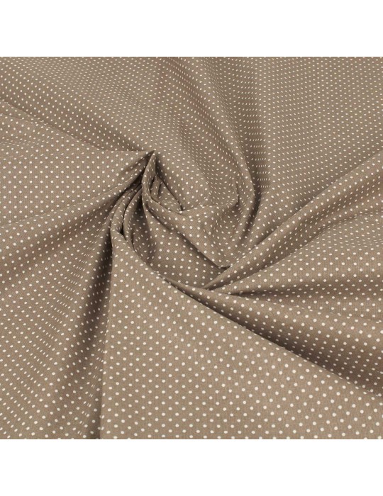 Coupon tissu cretonne à pois fond beige 300 x 150 cm