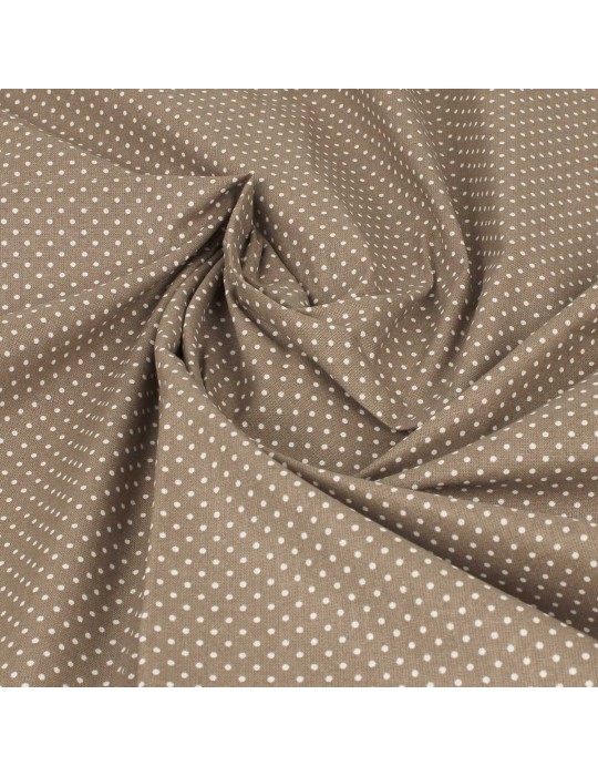 Coupon tissu cretonne à pois fond beige 300 x 150 cm