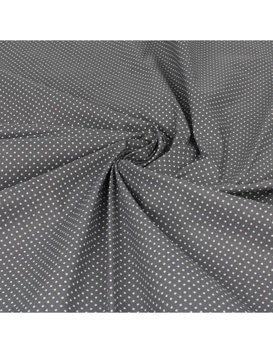 Coupon tissu cretonne à pois fond gris 300 x 150 cm