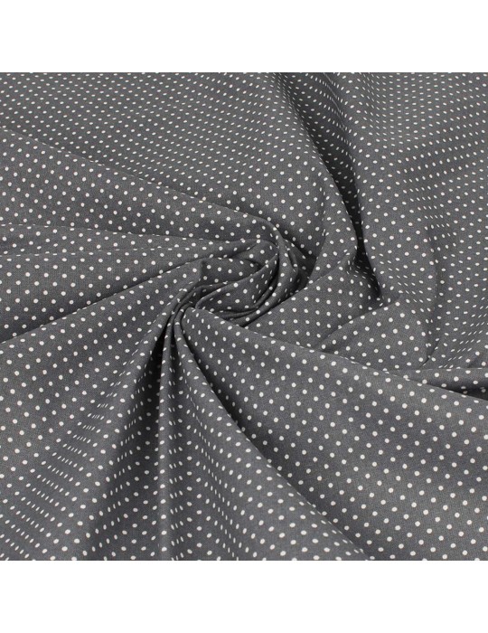 Coupon tissu cretonne à pois fond gris 300 x 150 cm