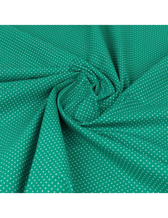 Coupon tissu cretonne à pois fond vert 300 x 150 cm