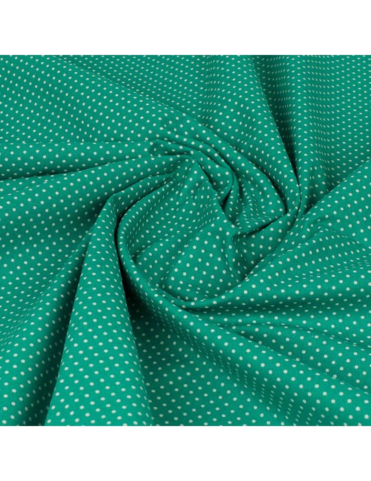 Coupon tissu cretonne à pois fond vert 300 x 150 cm