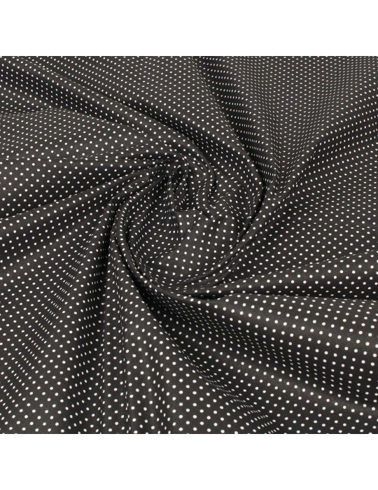 Coupon tissu cretonne à pois fond noir 300 x 150 cm