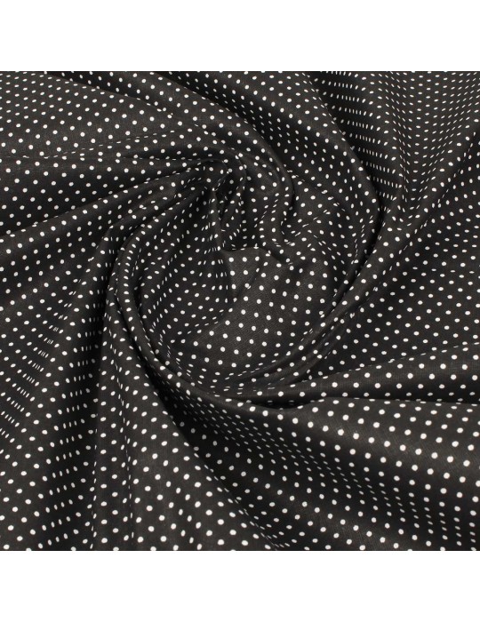 Coupon tissu cretonne à pois fond noir 300 x 150 cm