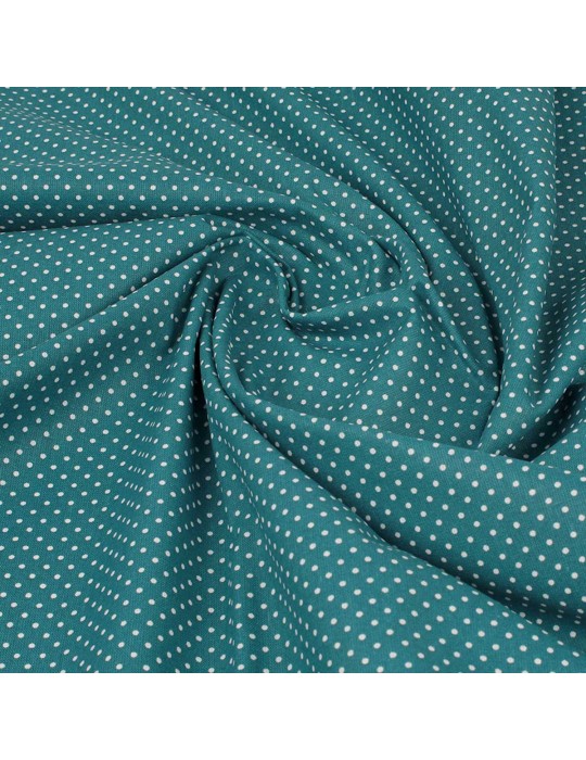 Coupon tissu cretonne à pois fond bleu 300 x 150 cm