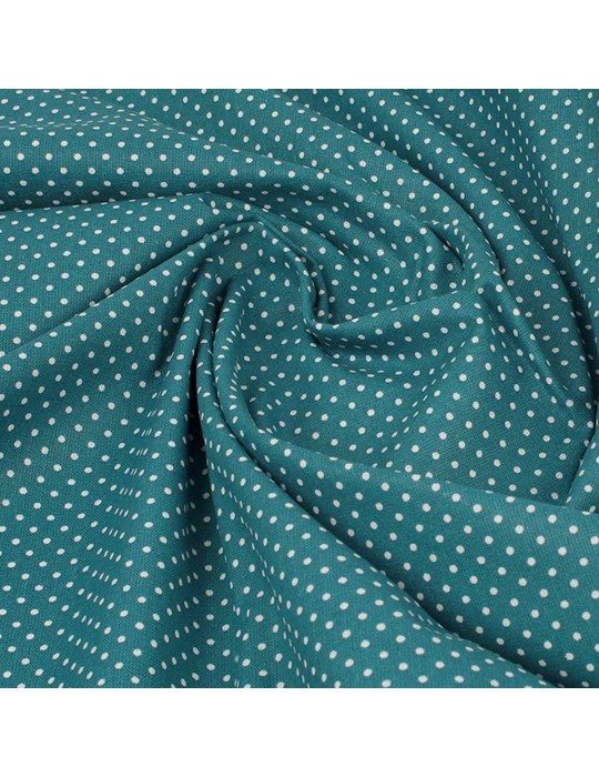 Coupon tissu cretonne à pois fond bleu 300 x 150 cm